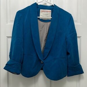 Anthropologie Cartonnier Blue Cropped Blazer w/ Elongated Lapel - Size 4